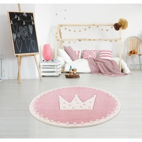 Detský koberec Crown - ružovo-biely