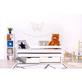 Bazar - Detská posteľ s prístelkou a zábranou Praktik - Biela