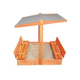 Bazar - Uzavierateľné pieskovisko s lavičkami a strieškou 120 x 120 - sivá