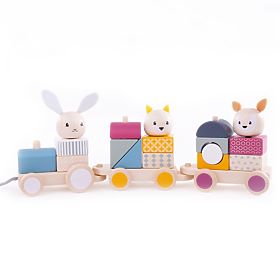Bigjigs Baby Drevený vláčik so zvieratkami, Bigjigs Toys