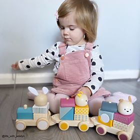 Bigjigs Baby Drevený vláčik so zvieratkami, Bigjigs Toys