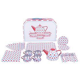 Bigjigs Toys Čajový servis s bodkami v kufríku, Bigjigs Toys
