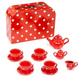 Bigjigs Toys Červená bodkovaná čajová súprava, Bigjigs Toys