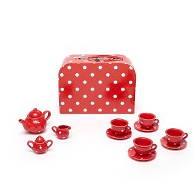 Bigjigs Toys Červená bodkovaná čajová súprava, Bigjigs Toys