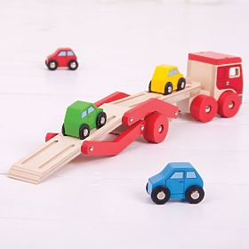 Bigjigs Toys Drevený kamión s autami, Bigjigs Toys