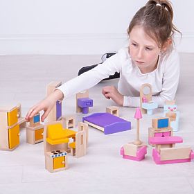 Bigjigs Toys Drevený nábytok do domčeka pre bábiky, Bigjigs Toys
