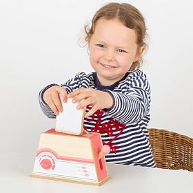 Bigjigs Toys Drevený toaster ružový - poškodený obal, Bigjigs Toys