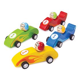 Bigjigs Toys Farebné drevené závodné auto 1 ks, Bigjigs Toys