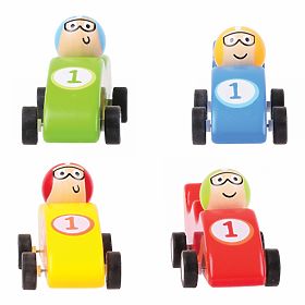Bigjigs Toys Farebné drevené závodné auto 1 ks, Bigjigs Toys