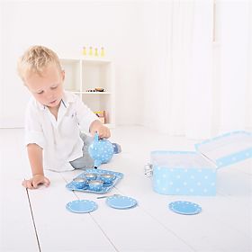 Bigjigs Toys Modrá bodkovaná čajová súprava, Bigjigs Toys
