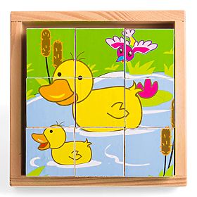 Bigjigs Toys Obrázkové kocky kubusy Zvieratká 9 kociek