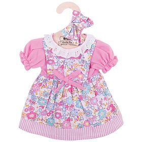 Bigjigs Toys Ružové kvetinové šaty pre bábiku 38 cm, Bigjigs Toys