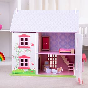 Bigjigs Toys Ružový domček pre bábiky, Bigjigs Toys