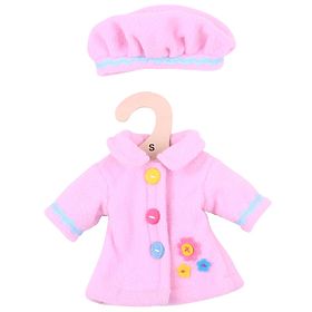 Bigjigs Toys Ružový kabátik s gombíkmi pre bábiku 28 cm, Bigjigs Toys