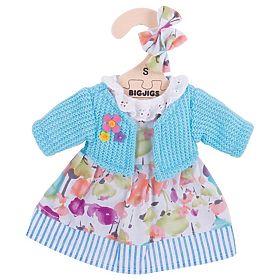Bigjigs Toys Tyrkysové šaty so svetrom pre bábiku 28 cm, Bigjigs Toys
