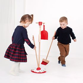 Bigjigs Toys upratovací hrací set červený