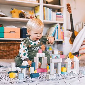 Bigjigs Toys Vedro s kockami 50 ks, Bigjigs Toys