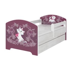 Detská posteľ so zábranou - Mačička Mária - dekor nórska borovica