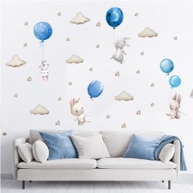 Samolepky na stenu - Zajačik s balónikmi