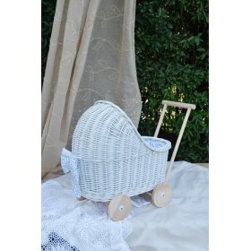 Prútený kočík pre bábiky - biely, Ourbaby