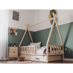 Detská drevená posteľ TIPI - prírodná, ScandiRoom