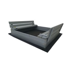 Uzatvárateľné pieskovisko s lavičkami 120x120 cm - šedé