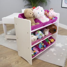 Ourbaby organizér na hračky s ružovými boxami