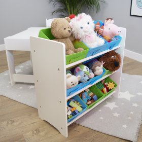 Ourbaby organizér na hračky s modrými a zelenými boxmi, SENDA