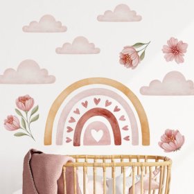 Samolepka na stenu - Dúha s kvetmi, Housedecor