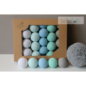 Bavlnené svietiaci LED guličky Cotton Balls - mint pastel, cotton love
