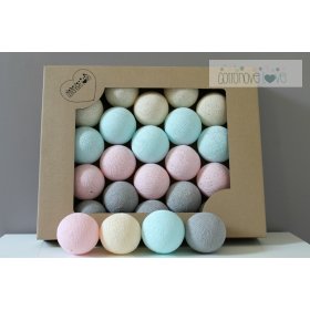 Bavlnené svietiace LED guličky Cotton Balls - púdrové, cotton love