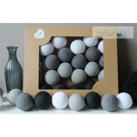 Bavlnené svietiace LED guličky Cotton Balls - grafitové, cotton love