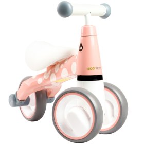 Odrážadlo Mini - ružové s bielymi bodkami, EcoToys