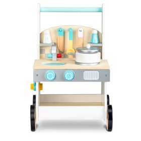 Detská drevená kuchynka s kolieskami, EcoToys