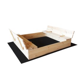Uzatvárateľné detské pieskovisko s lavičkami - 120x120 cm