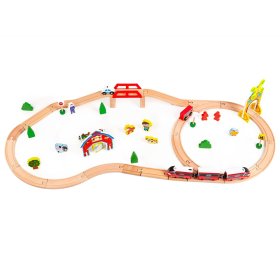 Drevená vlaková dráha s vláčikom na batérie, EcoToys