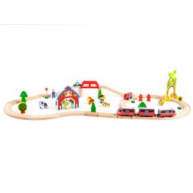 Drevená vlaková dráha s vláčikom na batérie, EcoToys
