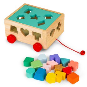 Drevený vkladací vozík sa tvary, EcoToys