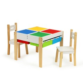 Detský drevený stôl so stoličkami Creative, EcoToys
