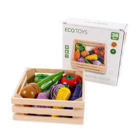 Drevená zelenina v debničke - 10 ks, EcoToys