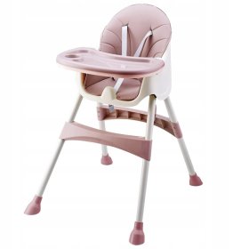 Jedálenská stolička Prima 2v1 - ružovobiela, EcoToys