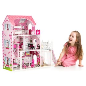 Drevený domček pre bábiky s výťahom Viktorie