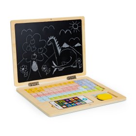 Drevený vzdelávací notebook s magnetkami, EcoToys
