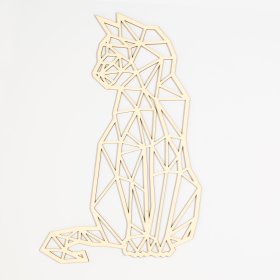 Drevený geometrický obraz - Mačka - rôzne farby, Elka Design