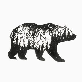 Drevený geometrický obraz - Medveď Hory - rôzne farby, Elka Design