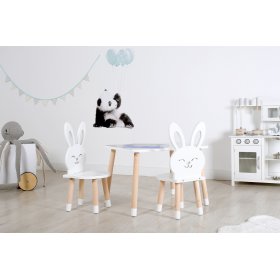 Detský stôl so stoličkami - Zajac - biely