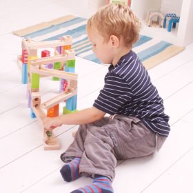 Bigjigs Toys Drevená guličková dráha farebná, Bigjigs Toys