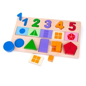 Bigjigs Toys Didaktická doska Čísla, farby, tvary, Bigjigs Toys
