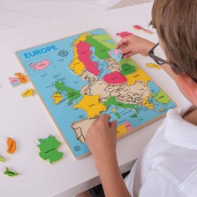 Bigjigs Toys Drevené puzzle mapa Európy 25dílků, Bigjigs Toys