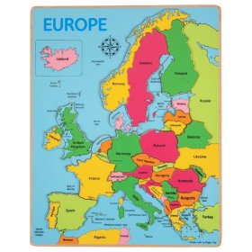 Bigjigs Toys Drevené puzzle mapa Európy 25dílků, Bigjigs Toys